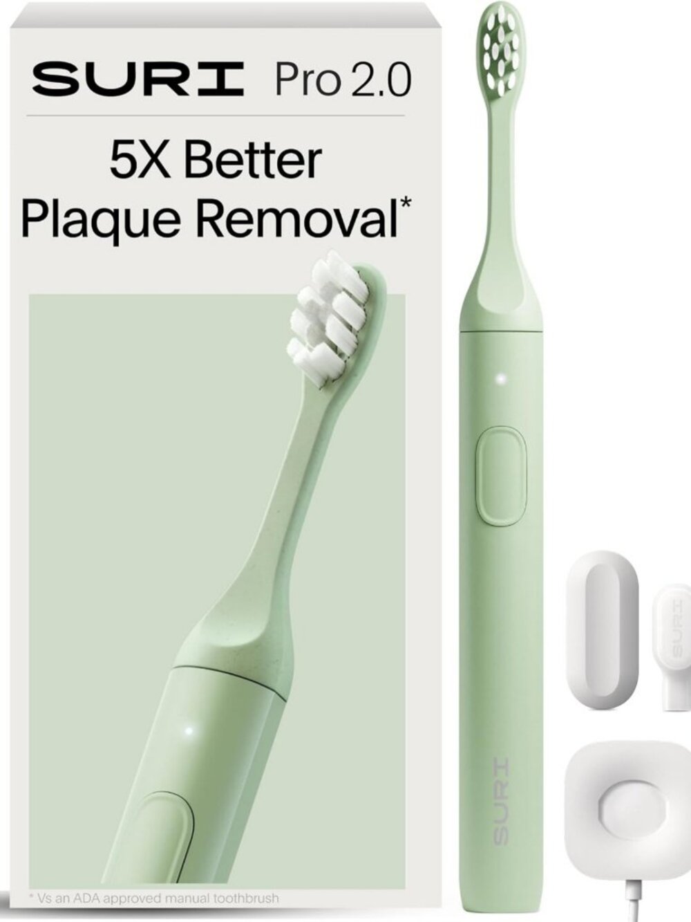 Sonic Electric Toothbrush with 4-Week Battery, Pressure Sensor & Timer - Green
